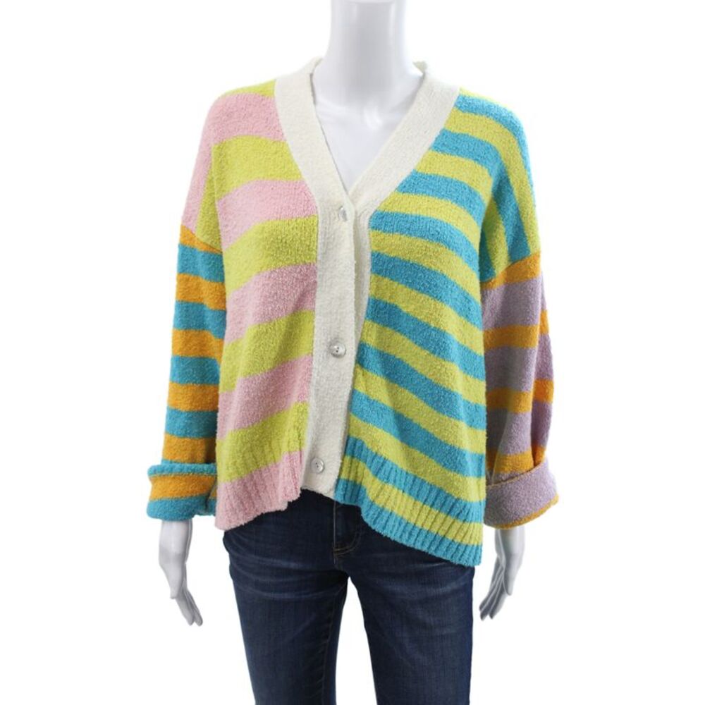 Rails Womens Blue Striped V-Neck Long Sleeve Cardigan Size M